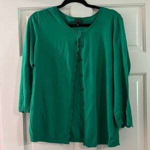 Gently used Talbots Green Buttoned Blouse with 3/4 Sleeves